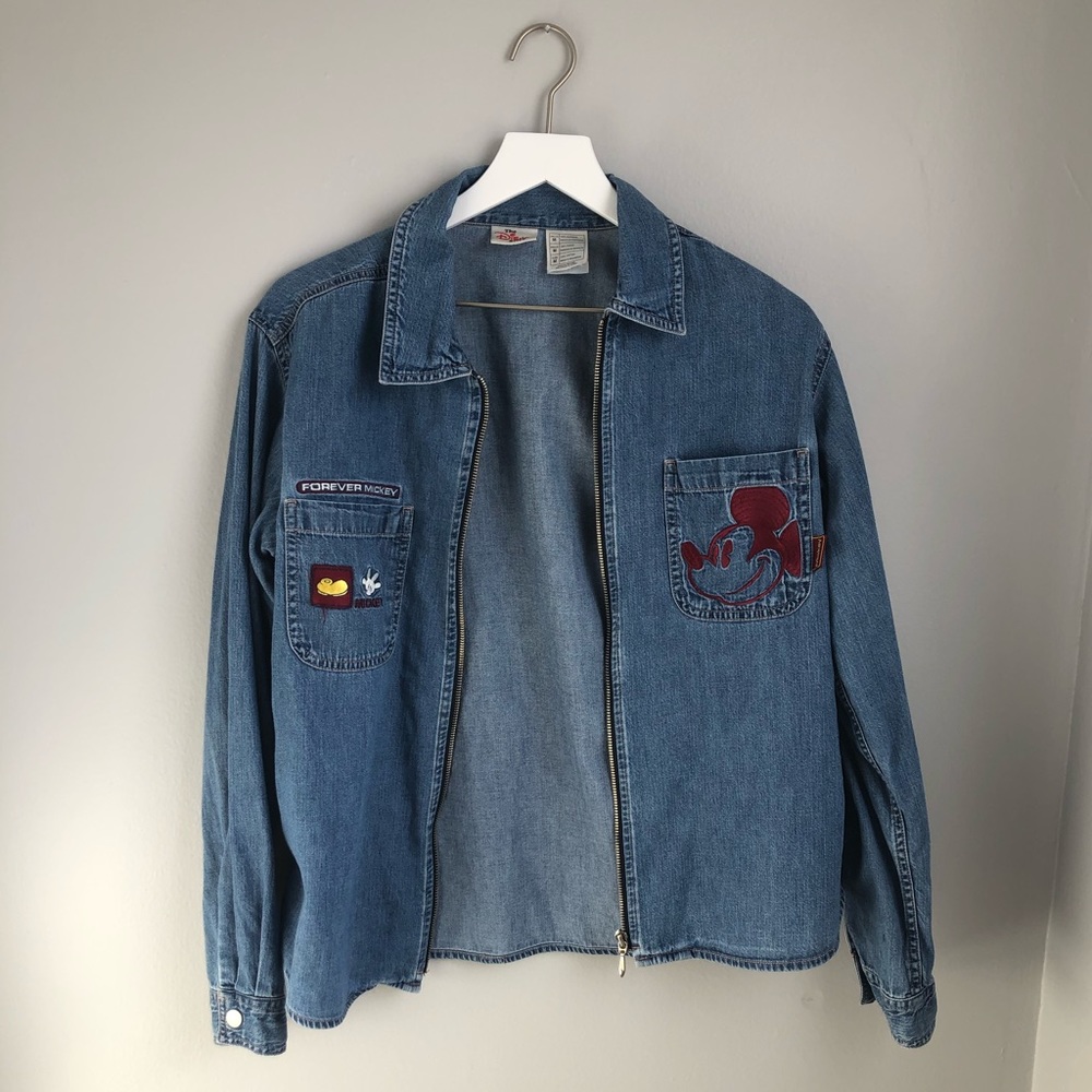 Retro Mickey Jean Zip Up Jacket